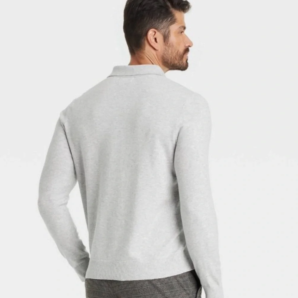 Men's Light Gray Polo Sweater